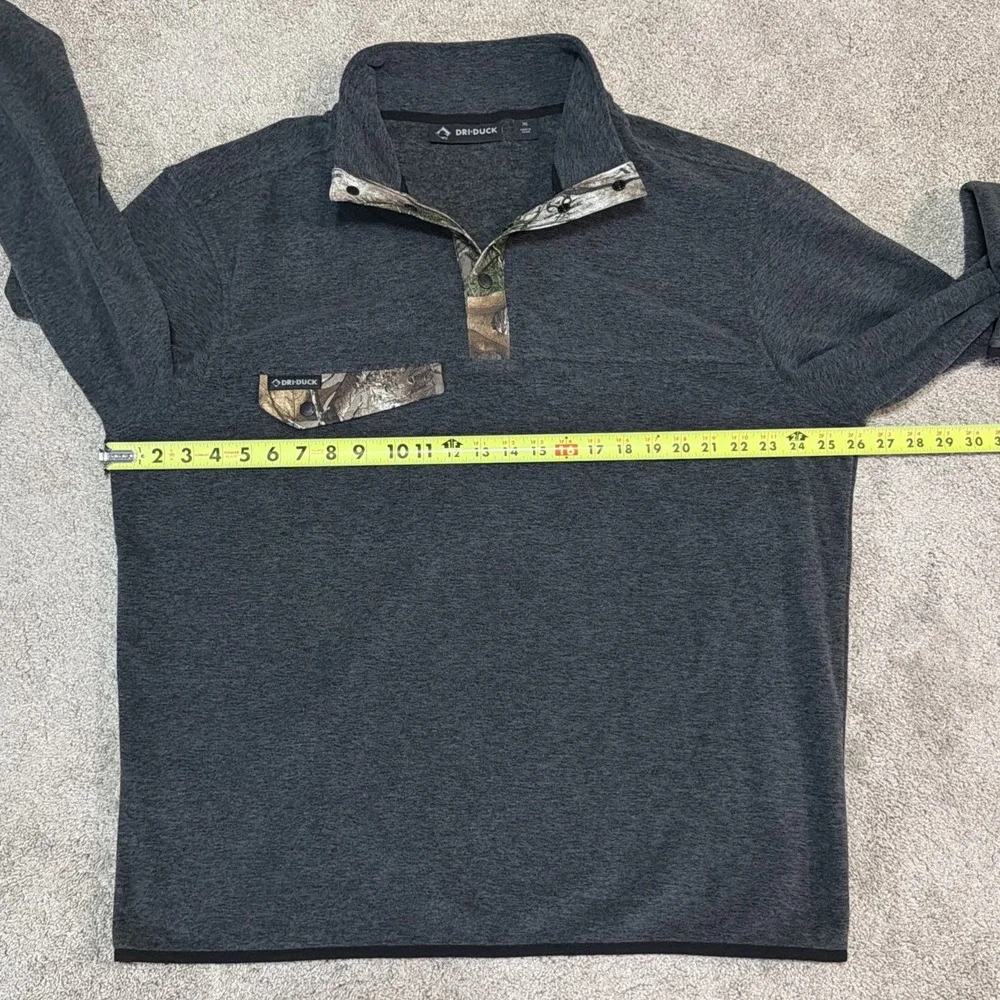 Dri-Duck Denali Fleece Pullover Mens XL Gray Camo 1/4 Snap Sweatshirt 7352
